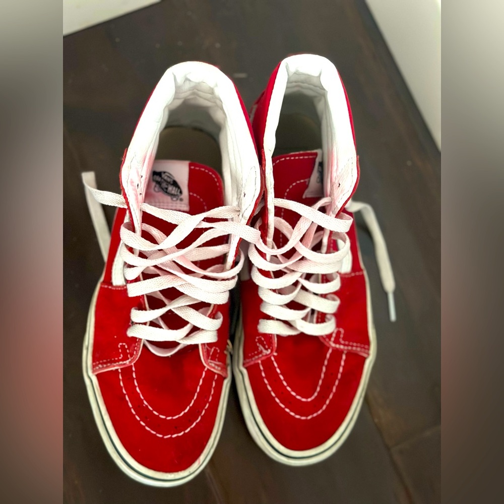 Youth Vans high top red SK8 sneaker shoes size 5